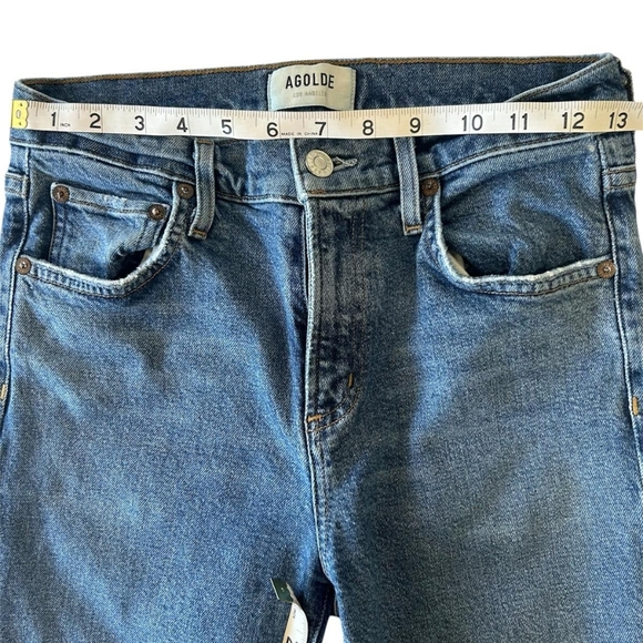 Classic AGOLDE Toni Mid Rise Straight Blue Jeans - Picture 4 of 7